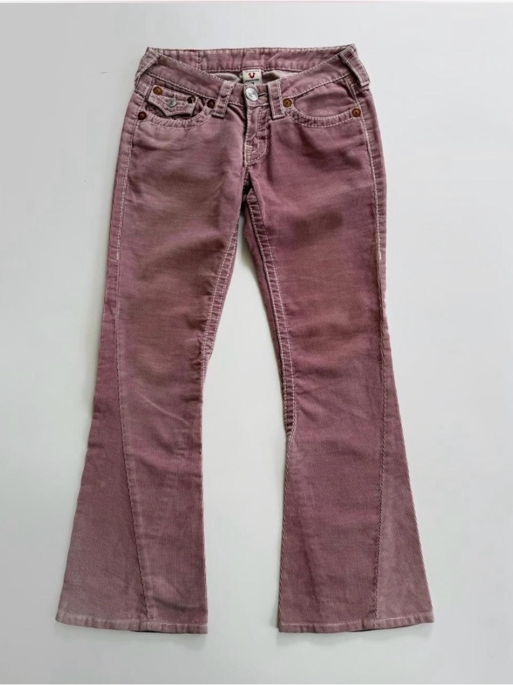 True Religion Pink Corduroy Wide Leg Jeans